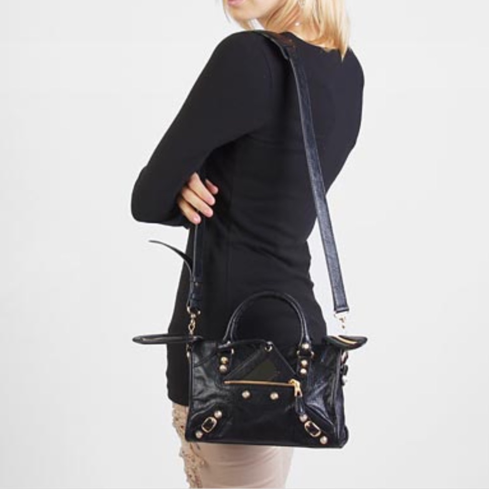 Mini city crossbody bag black leather